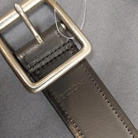 Boconi Leather Belt Black Casual Dress Belt Size 38 Made in Italy - Picture 3 of 6